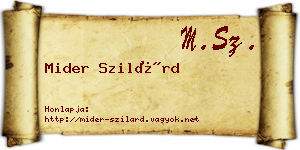 Mider Szilárd névjegykártya