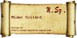 Mider Szilárd névjegykártya